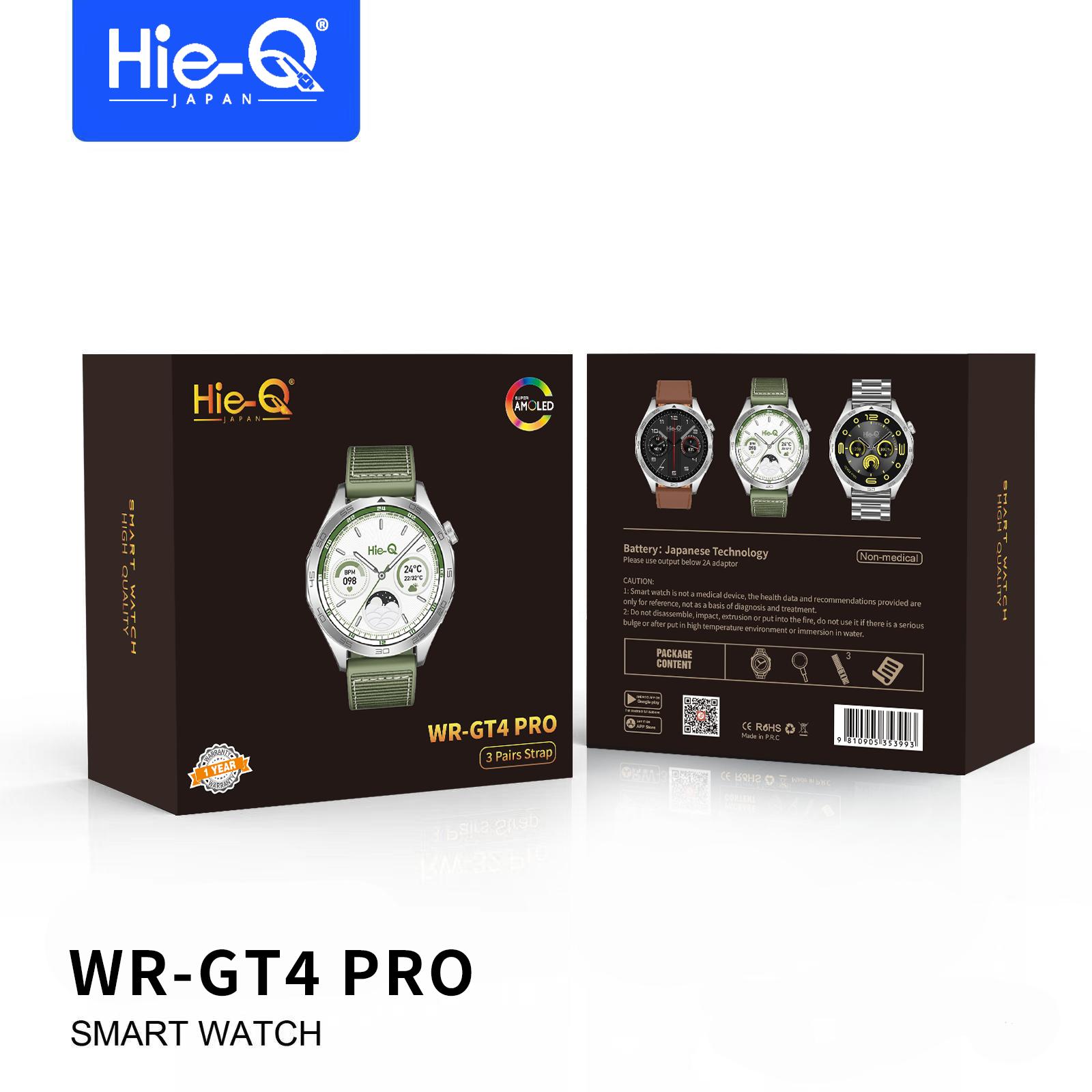 HIE-Q WR-GT4PRO Smart Watch | Smart Notification | Wireless Charging | Health Monitoring | Customizable Watch Faces | Compatible with Android and iOS