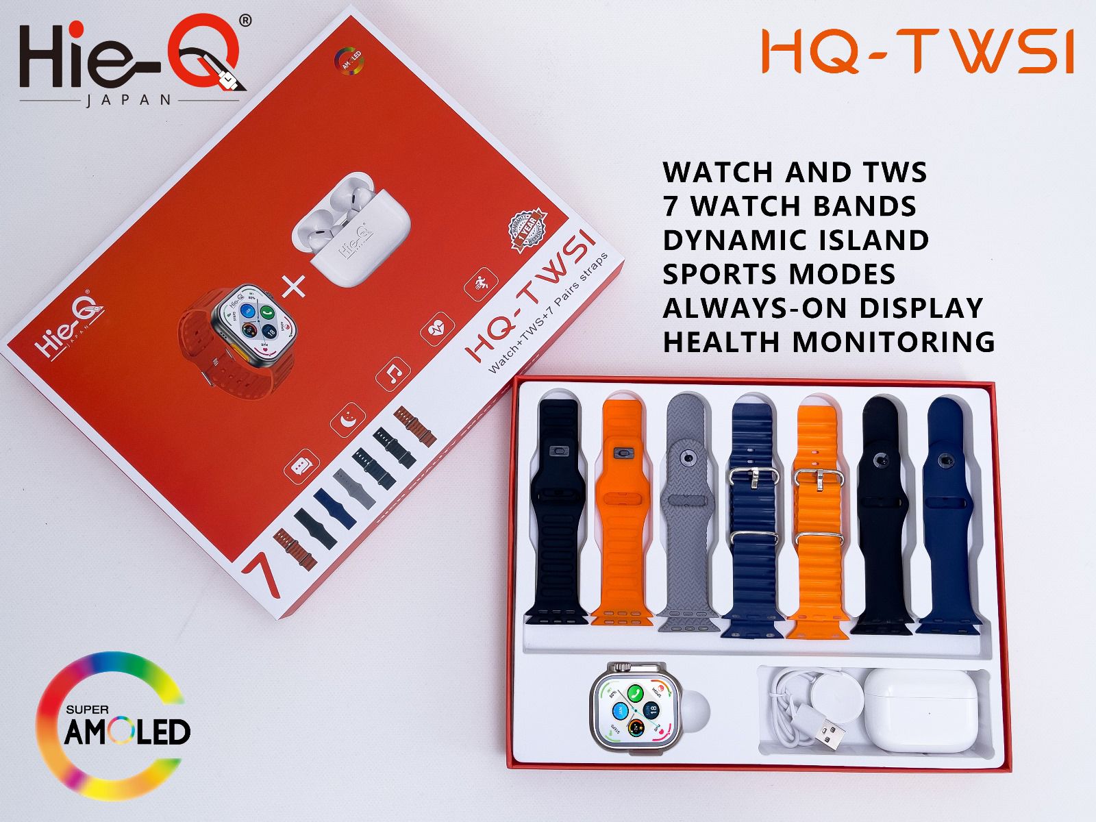 HIE-Q HQ-TWSI Smart Watch | 7 Straps Belt | Dynamic Island | Sports Modes | Always-On Display | Health Monitoring