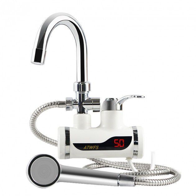 Electric Instant Hot Water Faucet With Shower Head LED Temperature Display Tankless For Kitchen Shower