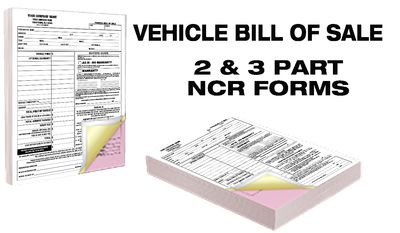 VEHICLE BILL OF SALE 2 or 3 Part NCR