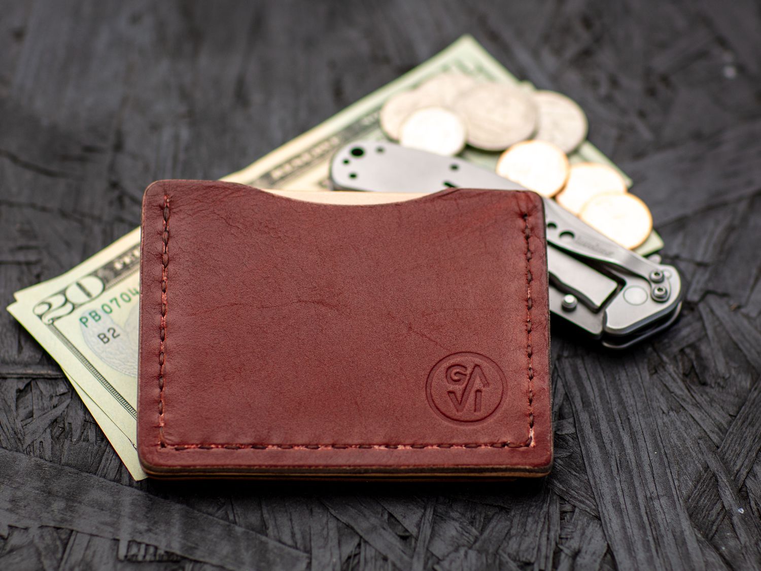 Slims Mini Wallet - Handcrafted Natural Leather Brown/Tan
