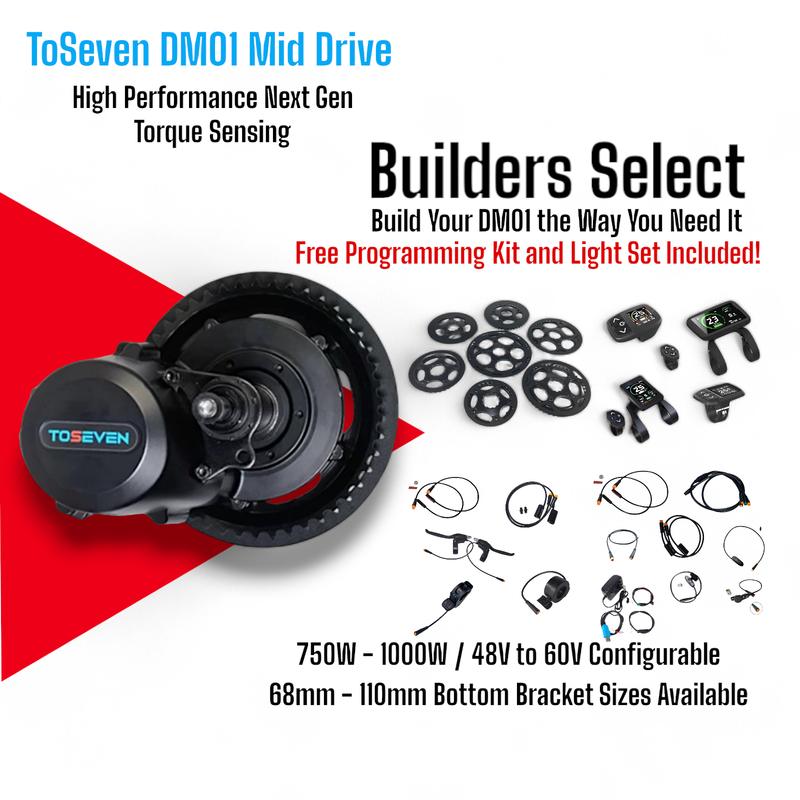 ToSeven DM01 Mid Drive Conversion Set with Torque Sensing 750W-1000W Builders Select with Free Programming Kit and Light Set