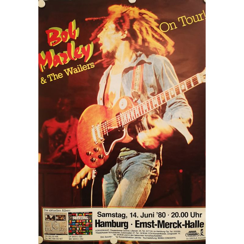 Bob Marley & The Wailers (14.06.1980 | A1 Konzertposter | Hamburg Ernst-Merck-Halle)