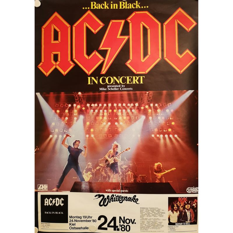 AC/DC + Whitesnake (24.11.1980 | A1 Konzertposter | Kiel Ostseehalle)