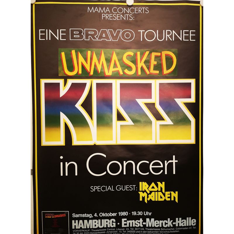 Kiss + Iron Maiden (04.10.1980 | A1 Konzertposter | Hamburg Ernst-Merck-Halle)