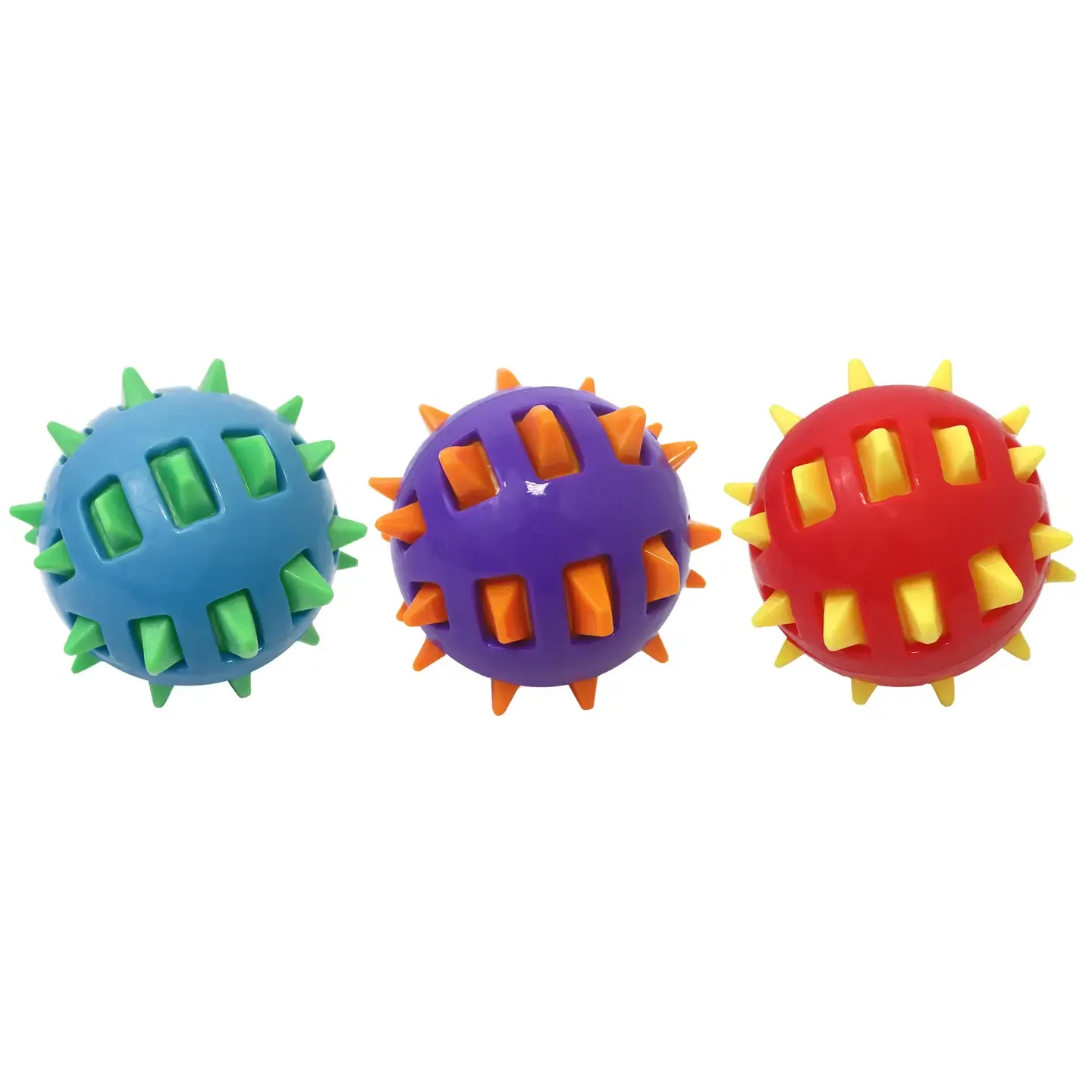 Multipet Spike Tpr Ball Dog Chew Toy Assorted Colors 4.5"