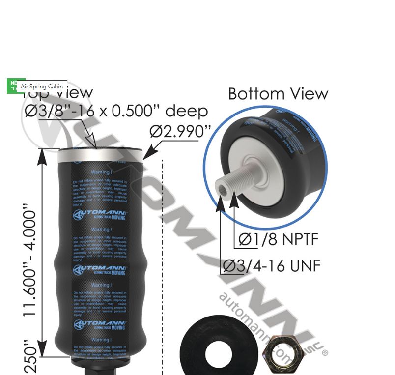 Air Spring Cabin For Peterbilt 379, 384,386,388,389,378 / ABSZ70-7036