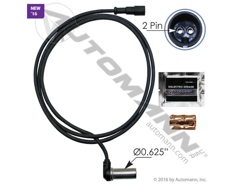 ABS Sensor Kit - 90Â° Angle Head w/KE Type Plug, CS Wire Type - Includes Sensor Clip and Grease