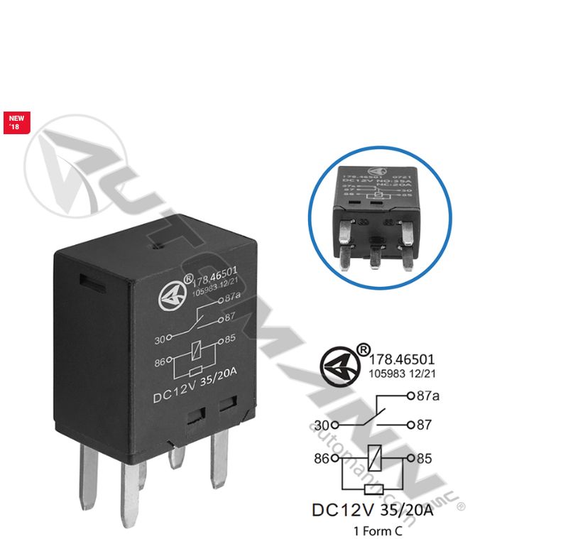 Relay Micro 280 - 5 Pin 12V 35/20A SPDT /178.46501 / 2313265001 / P27-1150
