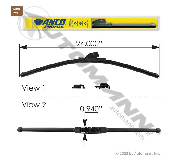 Wiper Blade ANCO Profile Beam 24in /A-24-M, 19-240