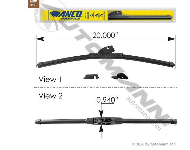 Wiper Blade ANCO Profile Beam 20in /A-20-M, 19-200