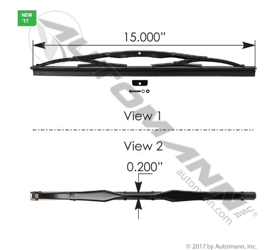 Wiper Blades - Saddle Mount Automann Premium Blade / 52-15, 63-151  15&quot; /