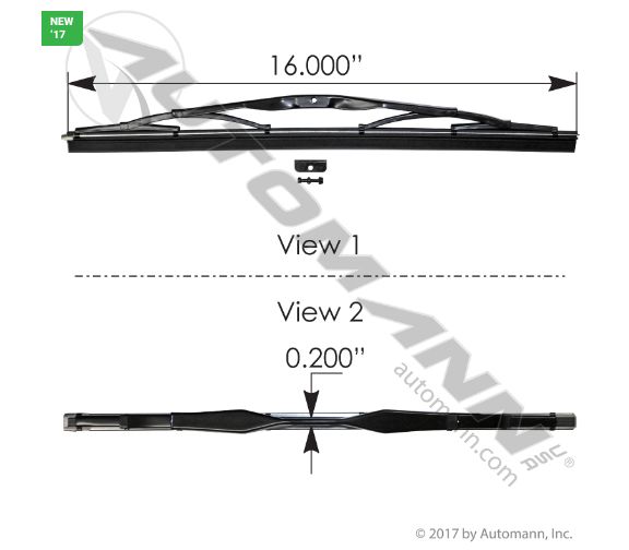 Wiper Blade Saddle Mount 16in / HLK8316