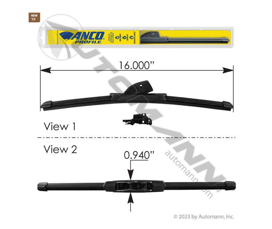 Wiper Blade ANCO Profile Beam 16in /  A-16-M / 19-160