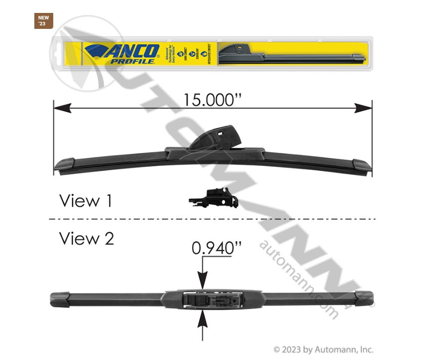 Wiper Blade ANCO Profile Beam 15in / 19-150 /  A-15-M