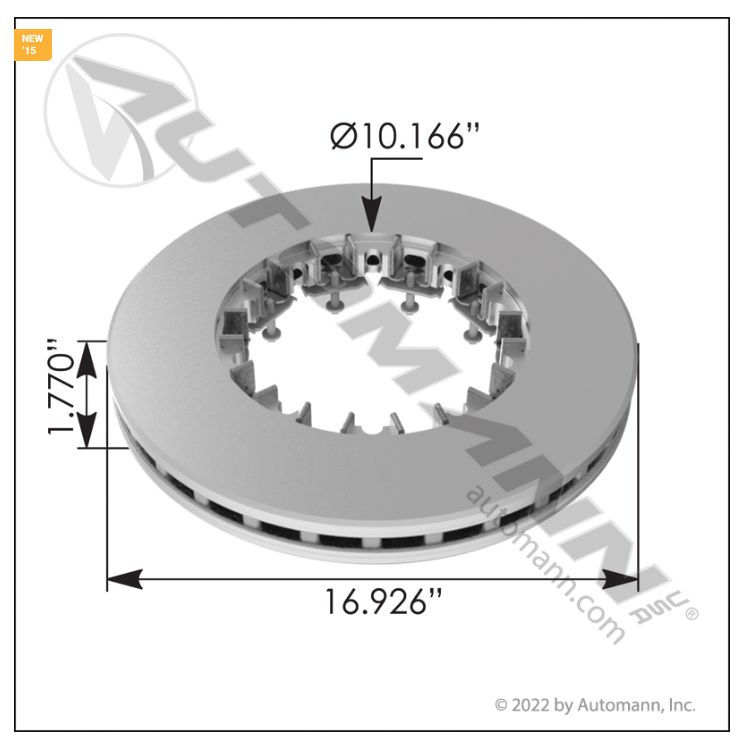 Brake Disk Rotor - Air Disc  Splined Flat  /  Automann  Brand - P/N 802083 / K012741 - Fits Peterbilt &amp; Kenworth