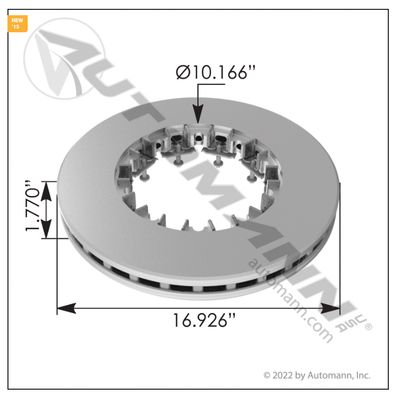 Brake Disk Rotor - Air Disc  Splined Flat    Automann  Brand - P/N 802083 / K012741 - Fits Peterbilt &amp; Kenworth/153.1802569