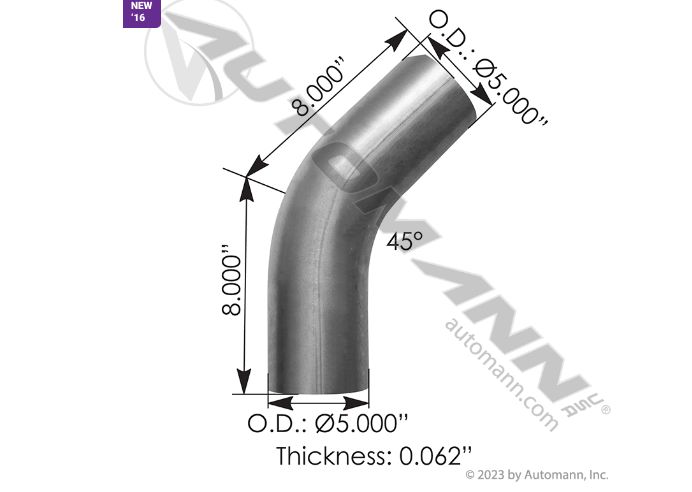 Exhaust Pipe - Elbow 5&quot; 45Â° ID ALZ - Length 8&quot;/13P500AZ