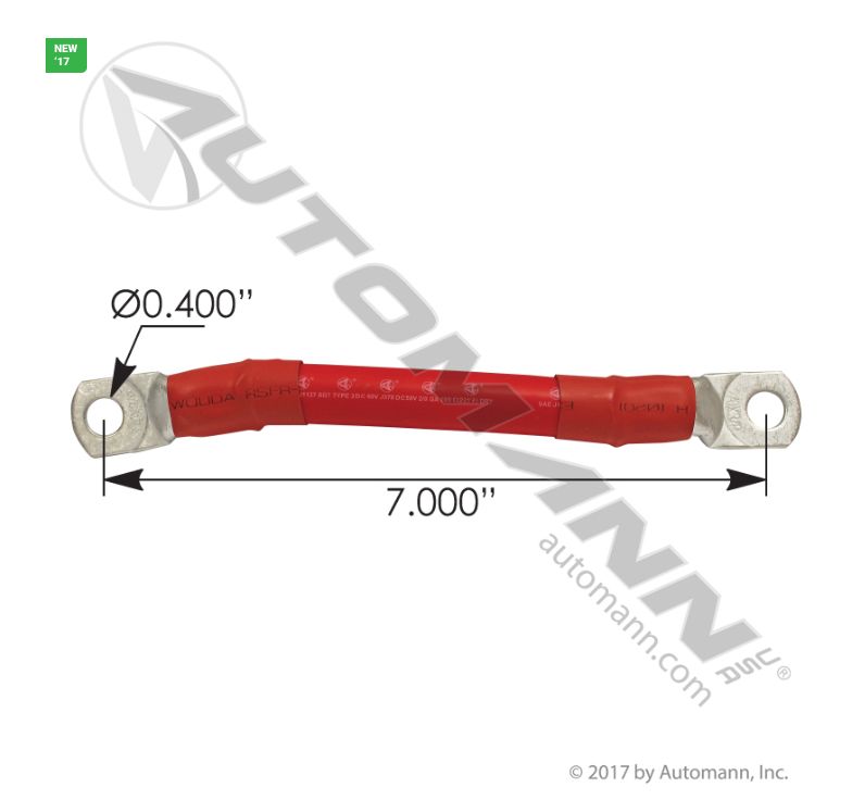 Battery Cable Bridge Stackable 2/0 7&quot; Red/ 01484, 058128