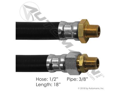 AIR HOSE ASSEMBLY 1/2 x3/8 18 INCH / 177.7818 AIR HOSE ASSEMBLY 1/2 x3/8 18 INCH / 177.7818