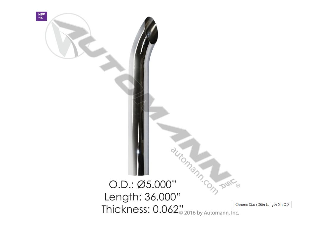 Chrome Stack Curbed Extension 5&quot; x 36&quot; O.D / 310-C536
