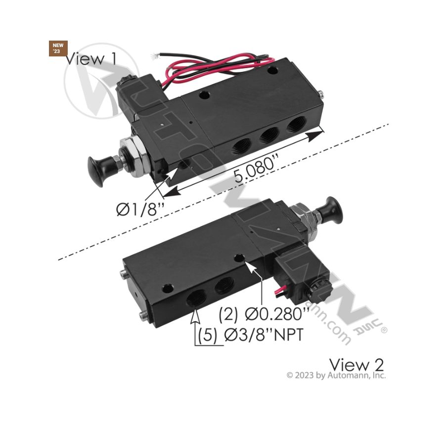 Push Pull Electrical Air solenoid Valve 4 Way / 170.V44202M  / 320189