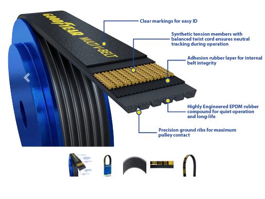 GOODYEAR  Serpentine Belt 1060980 K Profile, 6 Ribs, 98&quot;