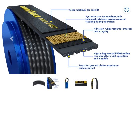 GOODYEAR  Serpentine Belt 1080630  K Profile, 8 Ribs, 63&quot;