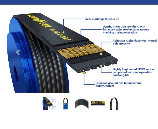 GOODYEAR  Serpentine Belt 1100437 K Profile, 10 Ribs, 43.7&quot;