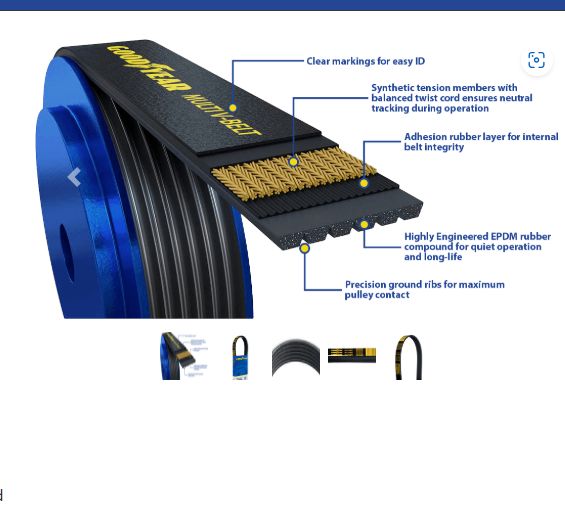 GOODYEAR Serpentine Belt 1100740 K Profile, 10 Ribs, 74&quot;