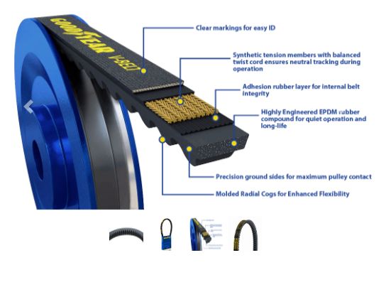 GOODYEAR Cogged V-Belt 17570 13A Profile, 57&quot;