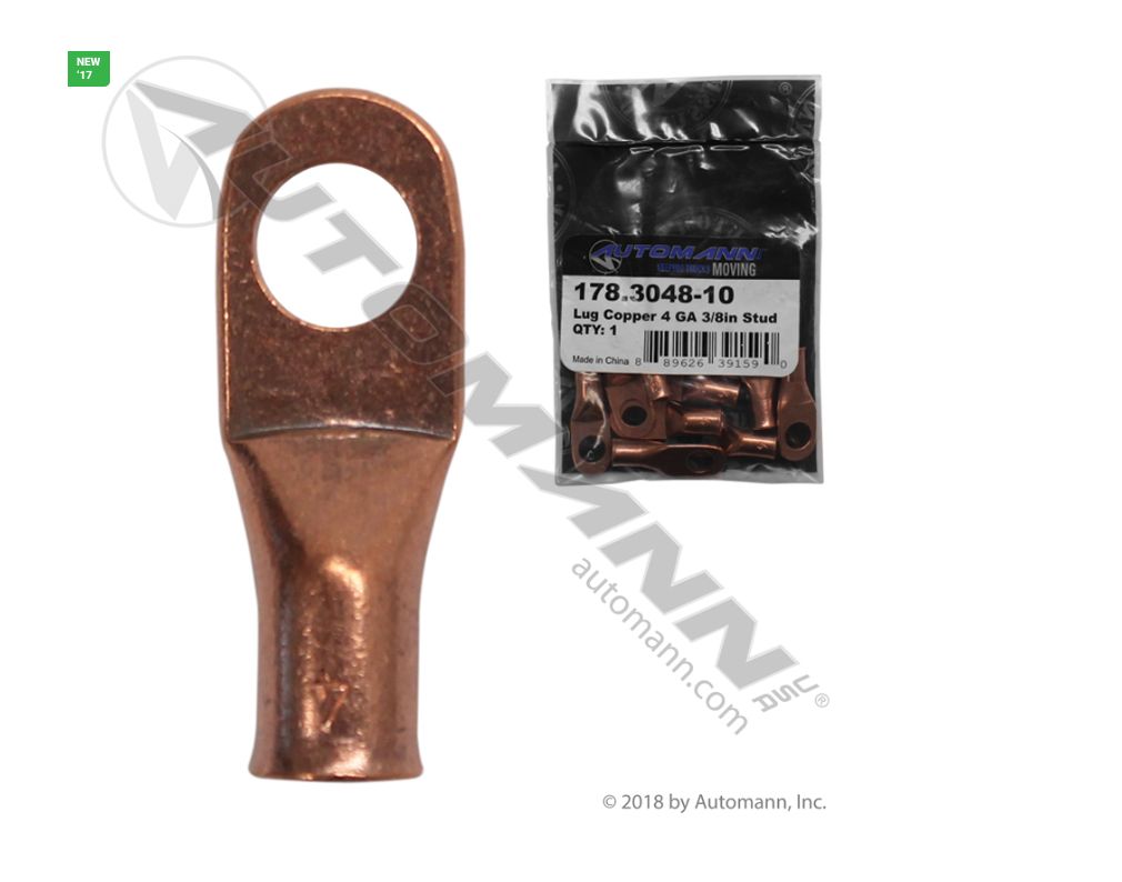 Lug Copper 4 GA 3/8in Stud - 10pk/178.3048-10 / 5012-46, 058077