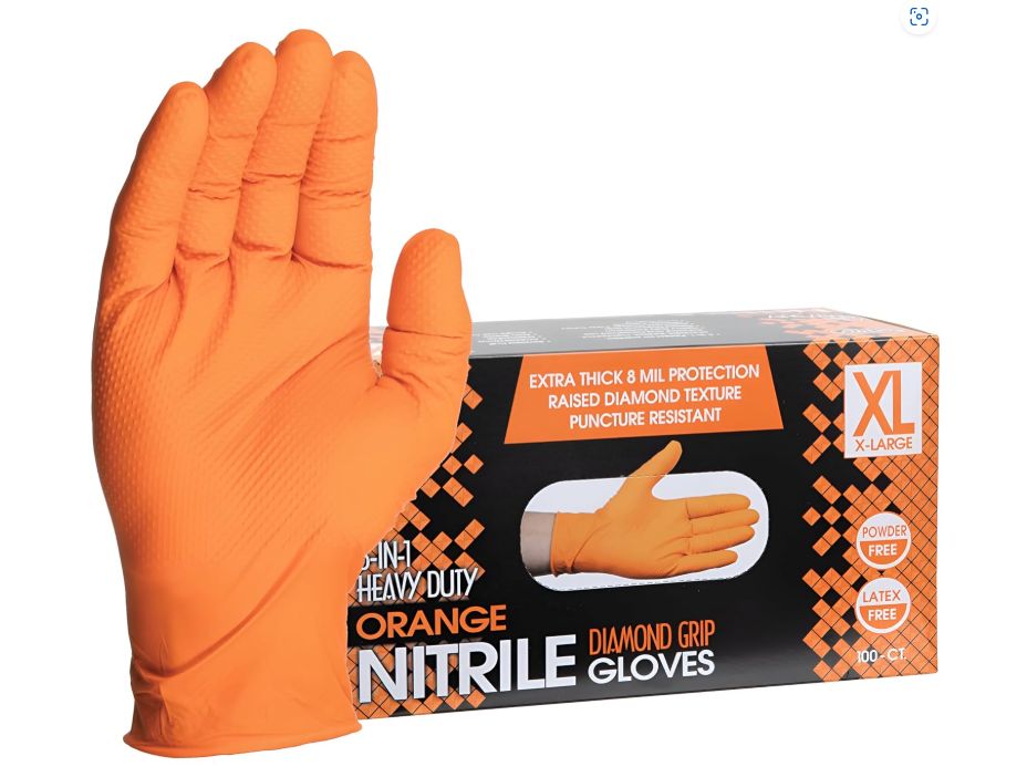 Orange Nitrile Gloves XL - STEEL DOG - 100pc / 60041
