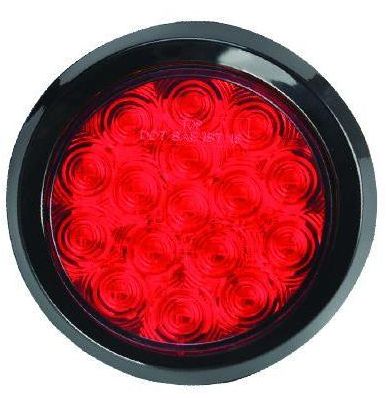 Round Red, 16 SQ LED, 12 Volts, w / grommet  / F235508