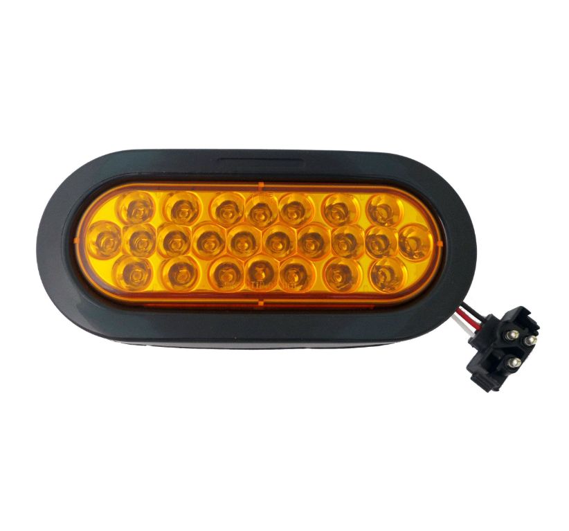 6&quot; OVAL MARKER LIGHT 24 LED AMBER W/ GROMMET &amp; PLUG