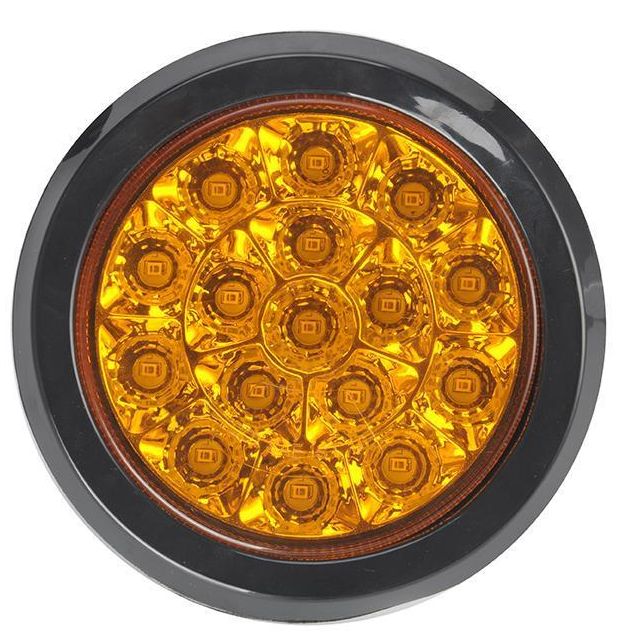 Round Amber, 16 SQ LED, 12 Volts, w / grommet   /F235436