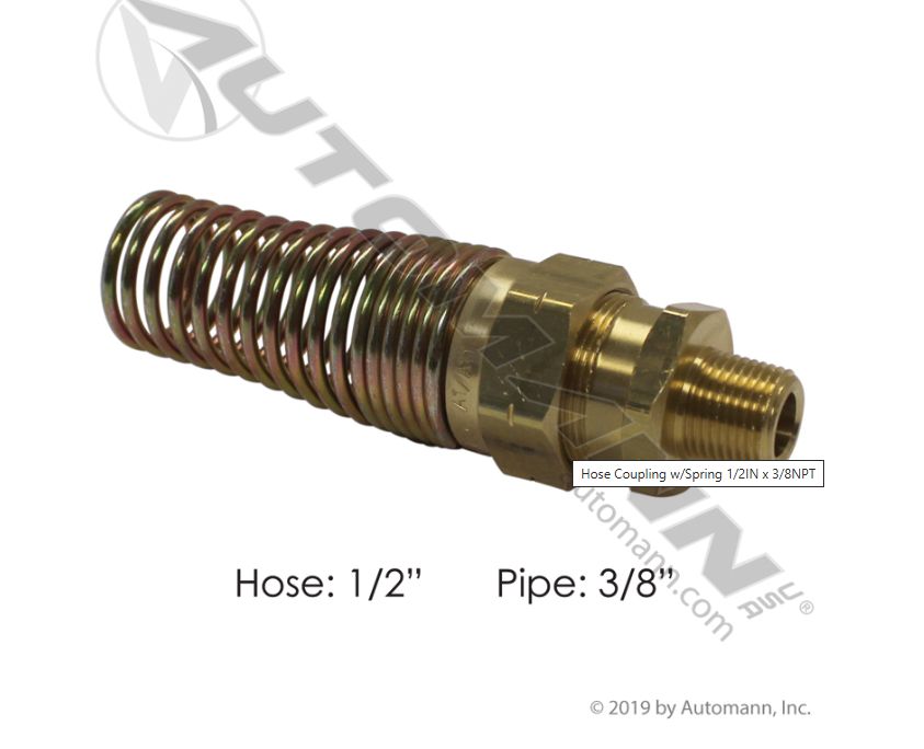 Hose Coupling w/Spring 1/2IN x 3/8NPT / 177.16938C / 33808BY36,/ 68RBSG86/, 1038,/ 500078