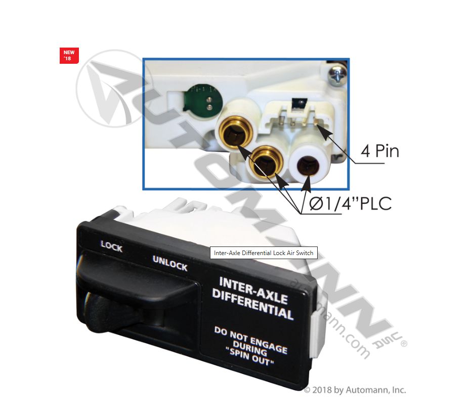 Inter-Axle Differential Lock Air Switch / 170.1244 /GTD3235L  /3235L1 /GTD3235L