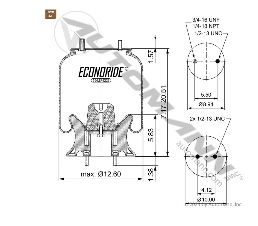 Econoride Air Spring Rolling Lobe / 566.ER9223 / 9223, 1R12-188, 64275, 48195000, 1288401
