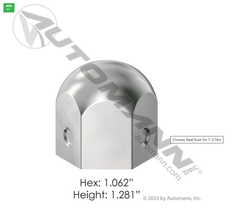 Chrome Steel Push On 1-1/16in /562.A4046C/10012, 125