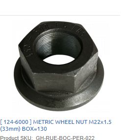 METRIC WHEEL NUT M22x1.5 (33mm) / 124-6000