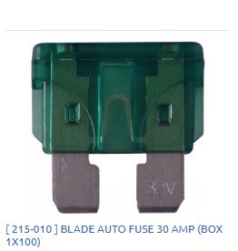 Blade Auto Fuse 30amp Green / 215-010