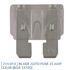 Blade Auto Fuse 25amp Clear /215-014
