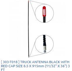 Truck Antenna Black with red cap / 303-T018