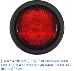 Round Marker Light 2.5&quot; Red / 320-1479R-12V