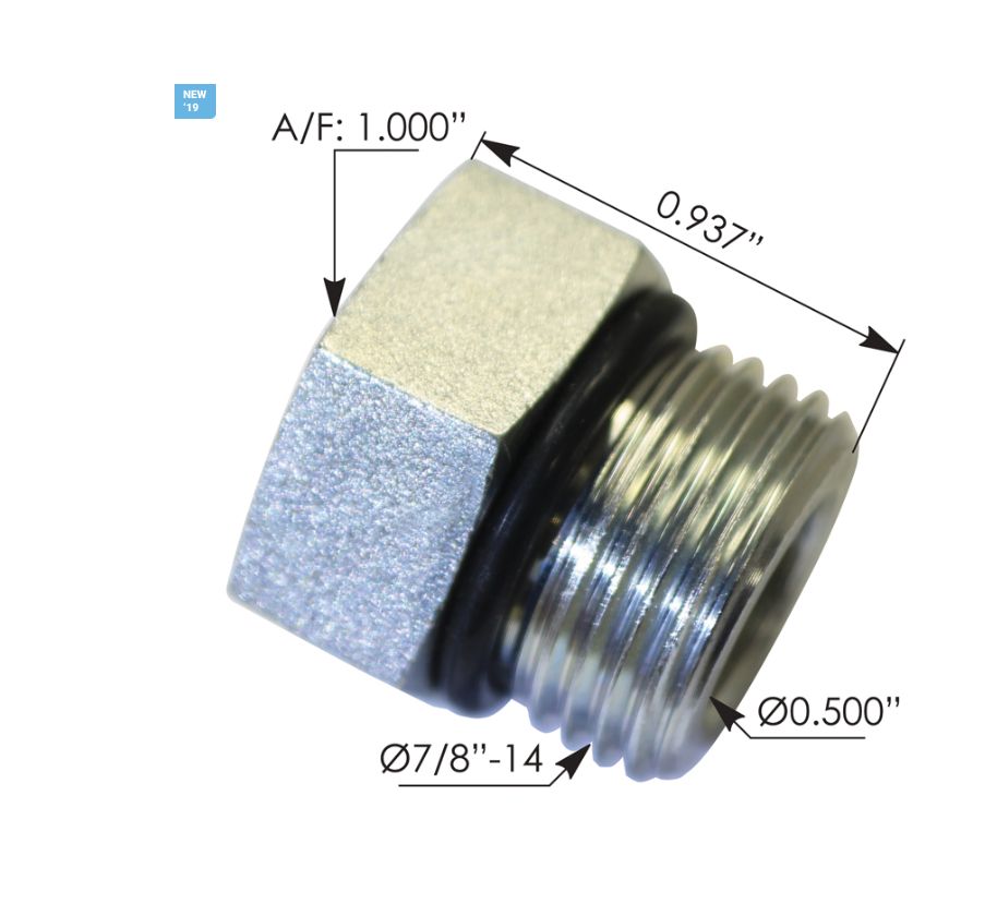 Steel Plug O-Ring Boss 7/8in-14 / 818.70725-0010 /707250010, /OBP10