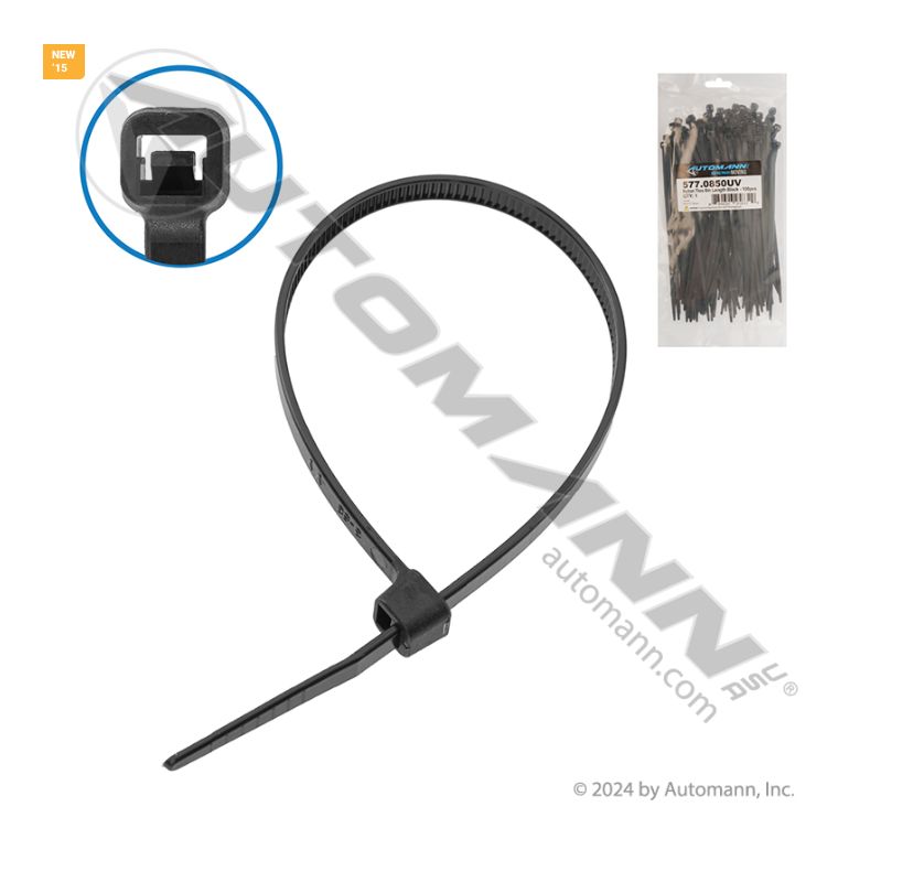 Nylon Zip Ties 8in Length Black /  577.0850UV /422079