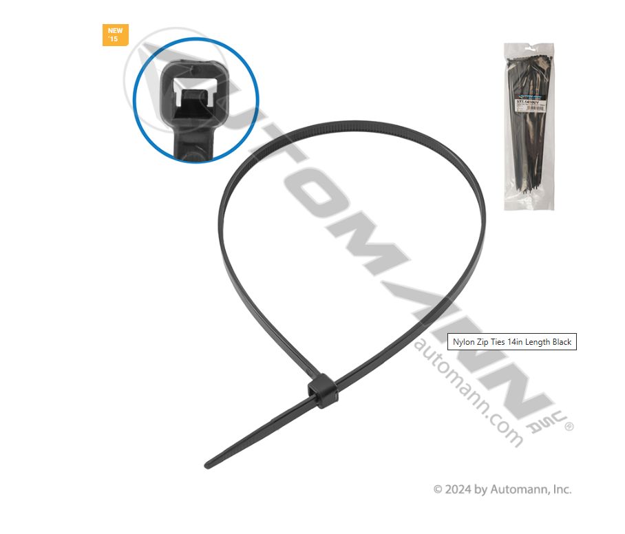 Nylon Zip Ties 14in Length Black 100PC / 577.1450UV /843147,/ 9334B/, 090068100