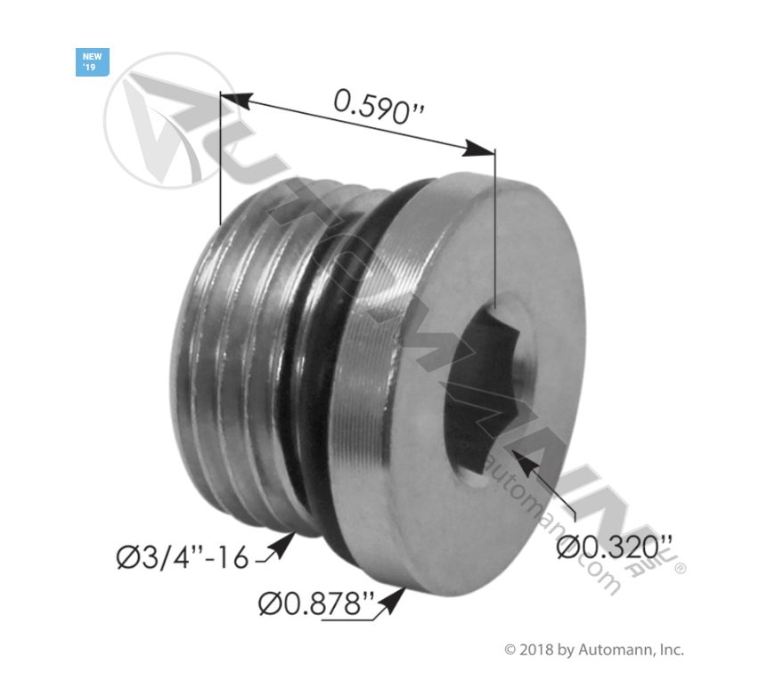 Steel Plug O-Ring Boss Hex Plug Hollow /818.70685-0008 / 706850008, OBHHP08