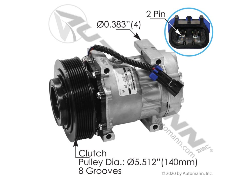 A/C Compressor- Freightliner Type 7H15 / 830.31028  /Sanden /4082 / 4543 /5396, 03-0616, SKI4543, 4082, 75R89622
